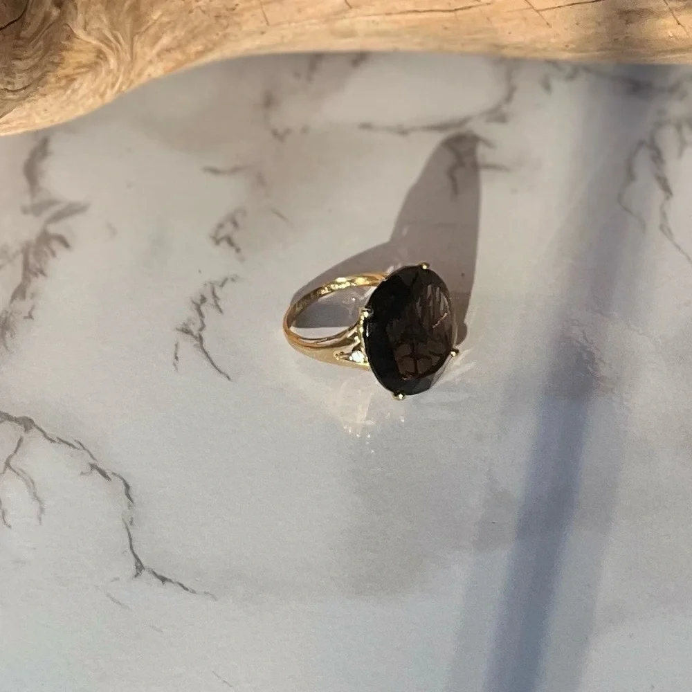 14K Gold Smoky Topaz Cocktail Ring Sz 6 – Original $1,725 Tag - Picture 4 of 12